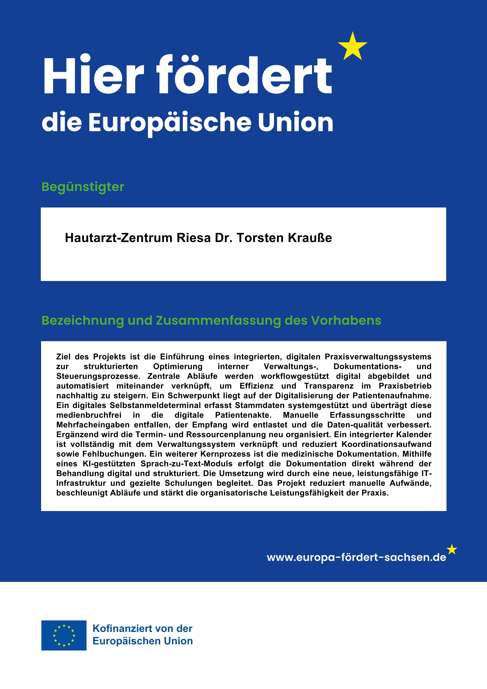 Förderung unserer Praxis durch die Europäische Union